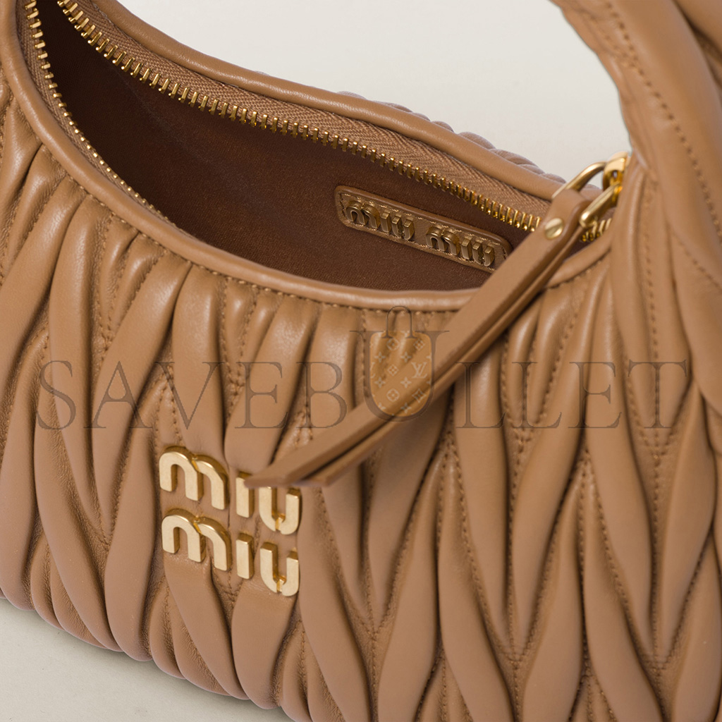 MIU MIU WANDER MATELASSÉ NAPPA LEATHER HOBO BAG 5BC125 (20*17*6cm)